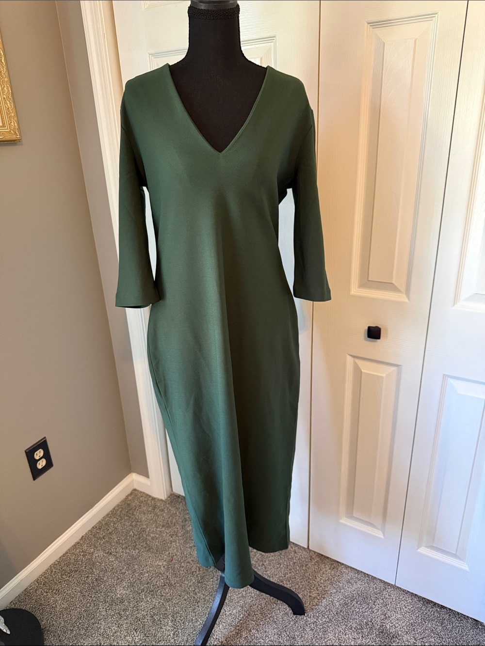 Zara Forest Green V-Neck Maxi Dress